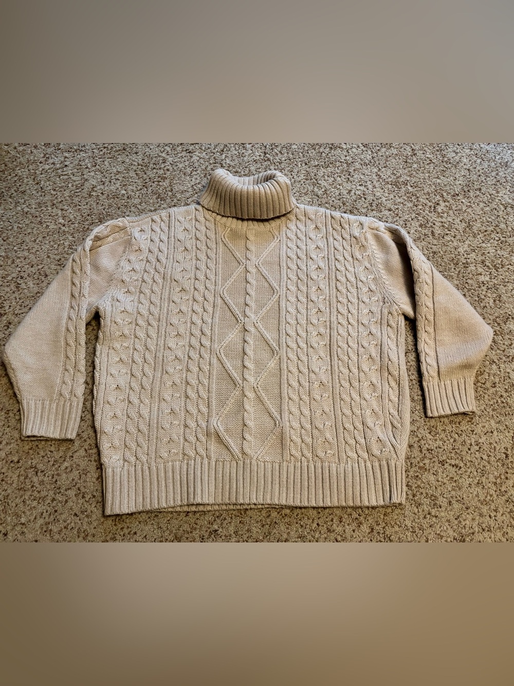 Women's Cable Knit Turtleneck Sweater - Cream